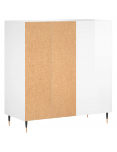 Mobile Porta Dischi Bianco Lucido 84,5x38x89 Legno Multistrato