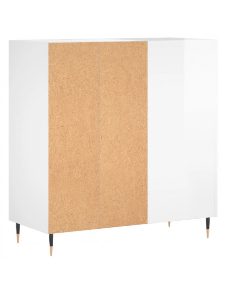 Mobile Porta Dischi Bianco Lucido 84,5x38x89 Legno Multistrato