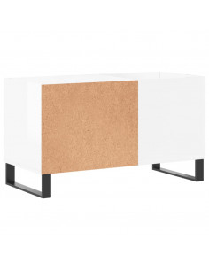 Mobile Porta Dischi Bianco Lucido 85x38x48 cm Legno Multistrato