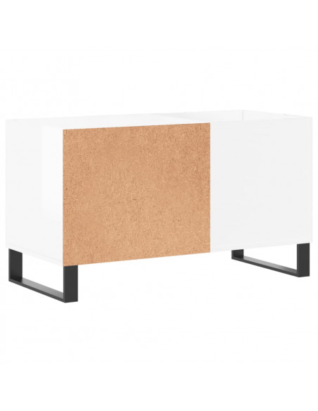 Mobile Porta Dischi Bianco Lucido 85x38x48 cm Legno Multistrato