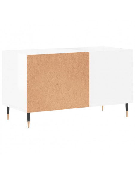 Mobile Porta Dischi Bianco Lucido 85x38x48 cm Legno Multistrato
