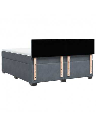 Giroletto a Molle con Materasso Grigio Scuro 180x200 cm Velluto