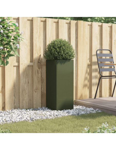 Fioriera Verde Oliva 32x27,5x75 cm in Acciaio Laminato a Freddo