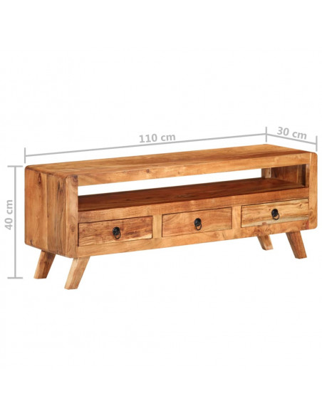 Mobile Porta TV 110x30x40 cm in Legno Massello di Acacia