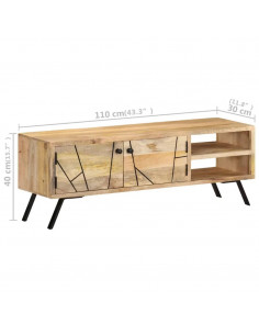 Mobile Porta TV 110x30x40 cm in Legno Massello di Mango