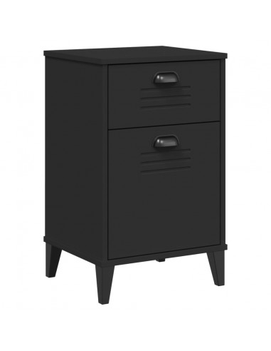 Comodino VIKEN Nero in Legno Massello di Pino