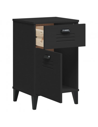 Comodino VIKEN Nero in Legno Massello di Pino