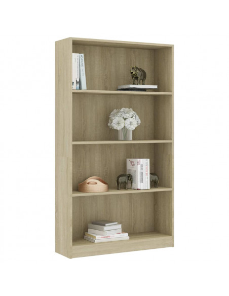 Libreria 4 Ripiani Rovere Sonoma 80x24x142 cm Legno Multistrato