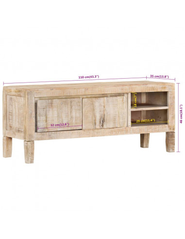 Mobile Porta TV 110x35x46 cm in Legno Massello di Mango