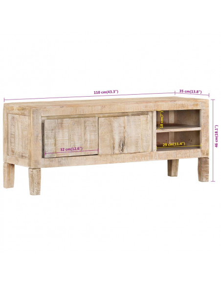 Mobile Porta TV 110x35x46 cm in Legno Massello di Mango