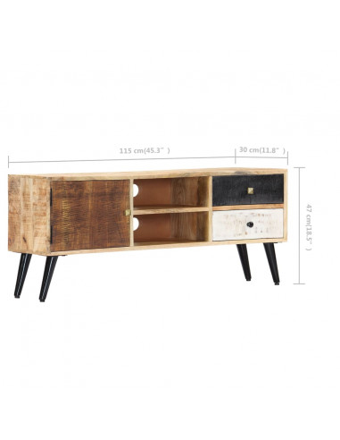 Mobile Porta TV 115x30x47 cm in Legno Massello di Mango