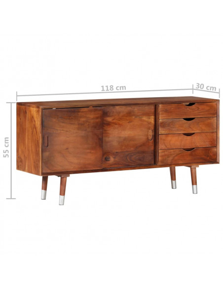 Mobile Porta TV 118x30x55 cm in Legno Massello di Acacia