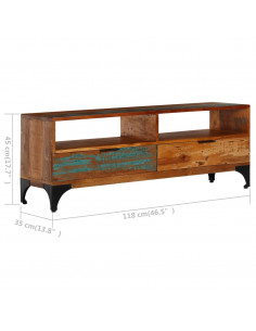 Mobile Porta TV 118x35x45 cm in Legno Massello di Recupero