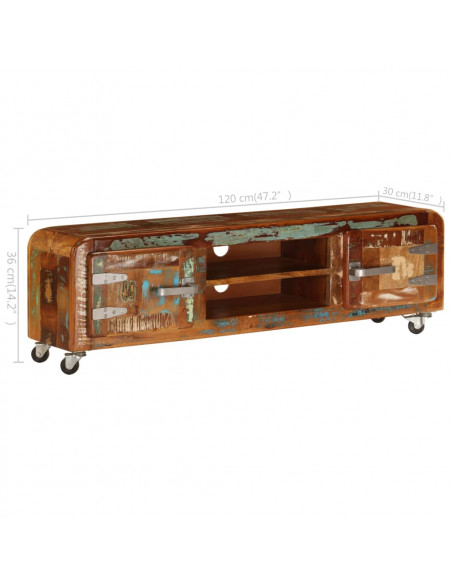 Mobile Porta TV 120x30x36 cm in Legno Massello di Recupero