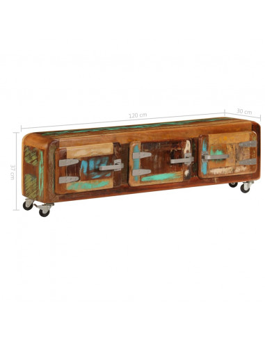 Mobile Porta TV 120x30x37 cm in Legno Massello di Recupero