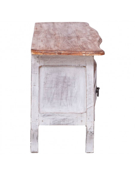 Mobile Porta TV 120x30x40 cm Bianco in Legno Massello di Mogano