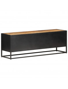 Mobile Porta TV 120x30x40 cm in Legno di Mango Grezzo e Canna