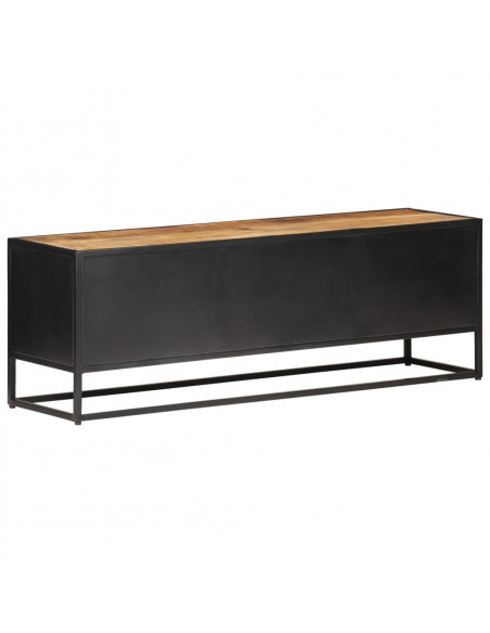 Mobile Porta TV 120x30x40 cm in Legno di Mango Grezzo e Canna