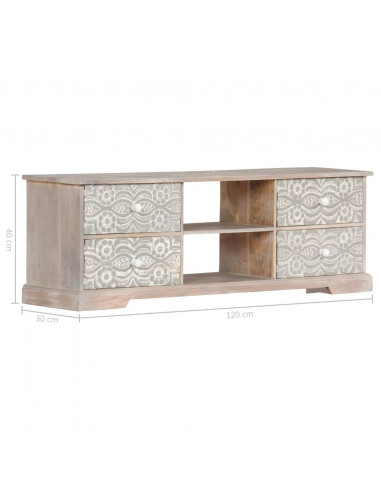 Mobile Porta TV 120x30x40 cm in Legno Massello di Acacia