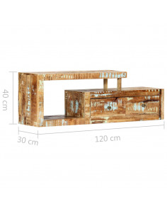 Mobile Porta TV 120x30x40 cm in Legno Massello di Recupero