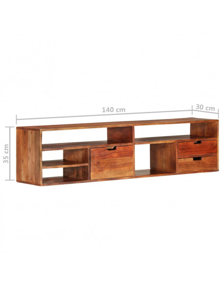 Mobile Porta TV 140x30x35 cm in Legno Massello di Acacia