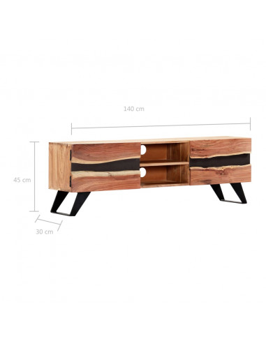 Mobile Porta TV 140x30x45 cm in Legno Massello di Acacia