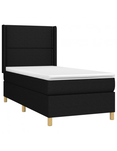 Letto a Molle con Materasso e LED Nero 90x200 cm in Tessuto