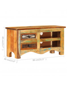 Mobile Porta TV 80x30x40 cm in Legno Massello di Recupero