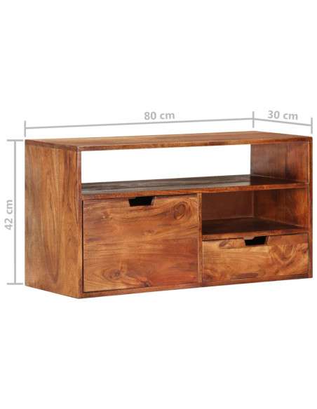 Mobile Porta TV 80x30x42 cm in Legno Massello di Acacia