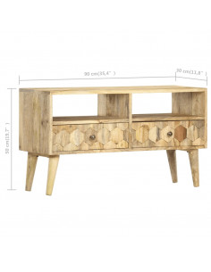Mobile Porta TV 90x30x50 cm in Legno Massello di Mango