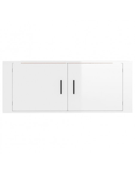 Mobile Porta TV a Parete Bianco Lucido 100x34,5x40 cm