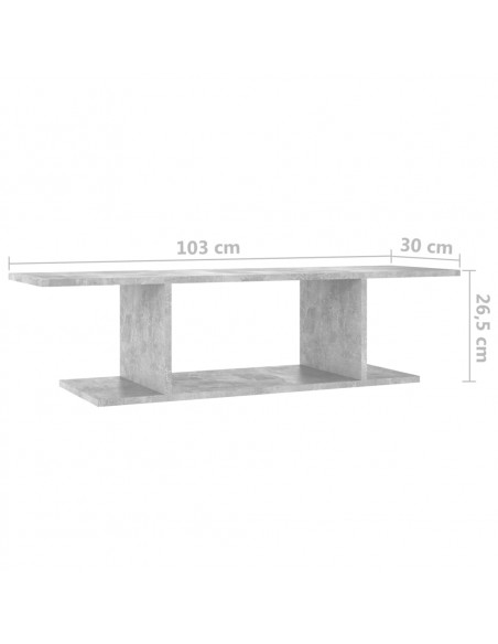 Mobile Porta TV a Parete Grigio Cemento 103x30x26,5 cm