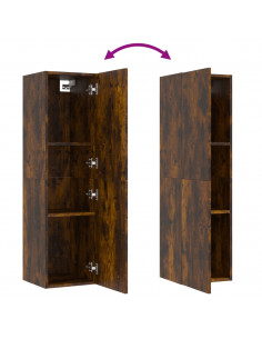 Mobile Porta TV a Parete Rovere Fumo 30,5x30x110 cm