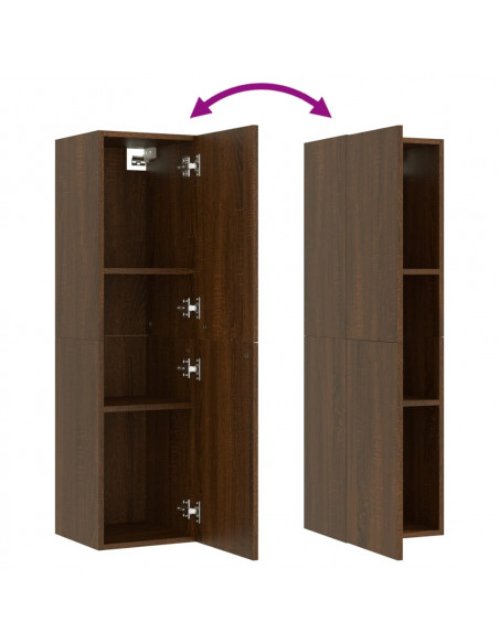 Mobile Porta TV a Parete Rovere Marrone 30,5x30x110 cm
