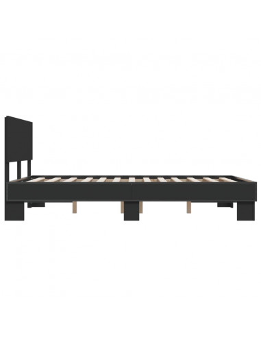 Giroletto Nero 140x200 cm in Legno Multistrato e Metallo