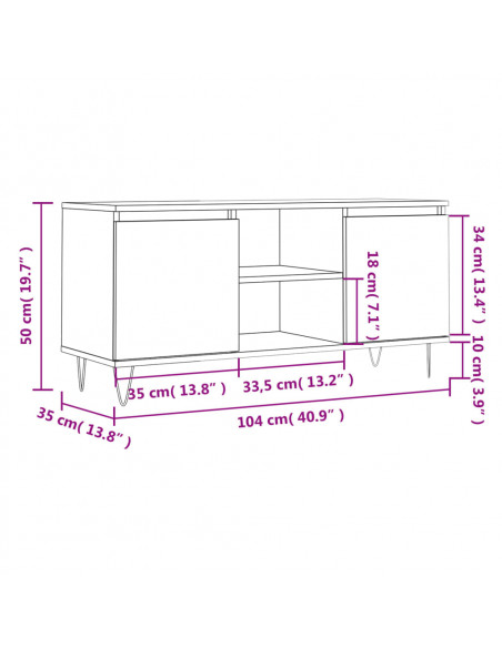 Mobile Porta TV Bianco 104x35x50 cm in Legno Multistrato