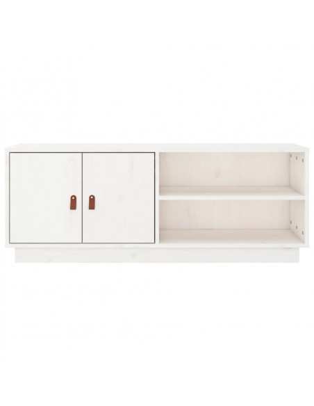 Mobile Porta TV Bianco 105x34x40 cm in Legno Massello di Pino