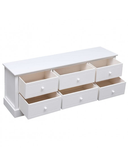 Mobile Porta TV Bianco 108x30x40 cm in Legno di Paulonia