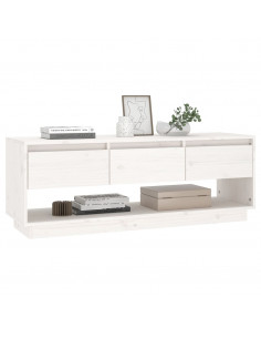 Mobile Porta TV Bianco 110,5x34x40 cm in Legno Massello di Pino