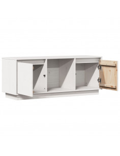 Mobile Porta TV Bianco 110,5x35x44 cm in Legno Massello di Pino
