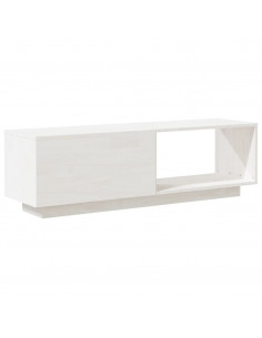 Mobile Porta TV Bianco 110x30x33,5 cm in Legno Massello di Pino