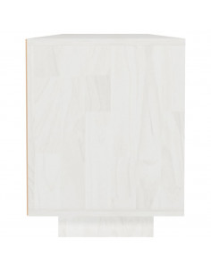 Mobile Porta TV Bianco 110x30x40 cm in Legno Massello di Pino