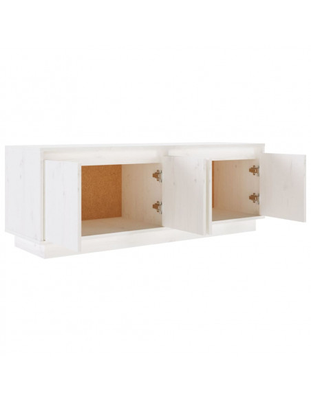 Mobile Porta TV Bianco 110x34x40 cm in Legno Massello di Pino
