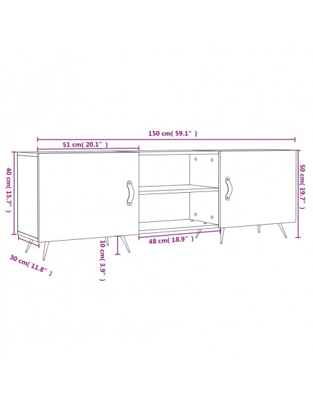 Mobile Porta TV Bianco 150x30x50 cm in Legno Multistrato