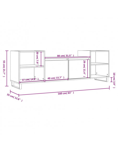 Mobile Porta TV Bianco 160x35x55 cm in Legno Multistrato