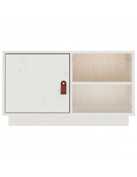 Mobile Porta TV Bianco 70x34x40 cm in Legno Massello di Pino