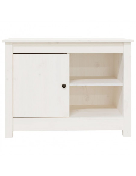 Mobile Porta TV Bianco 70x36,5x52 cm in Legno Massello di Pino
