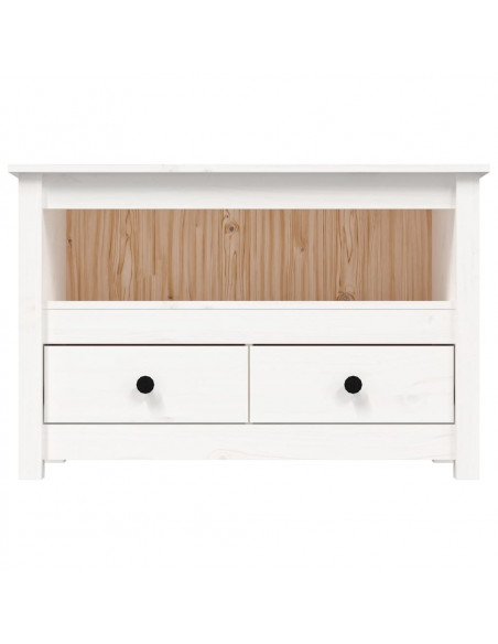 Mobile Porta TV Bianco 79x35x52 cm in Legno Massello di Pino