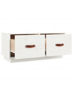 Mobile Porta TV Bianco 80x34x35 cm in Legno Massello di Pino