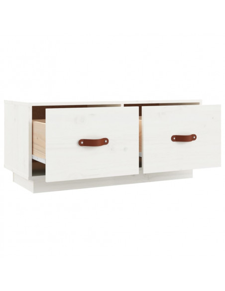 Mobile Porta TV Bianco 80x34x35 cm in Legno Massello di Pino
